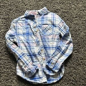 Cat & Jack Blue and Pink Plaid Button Down Shirt